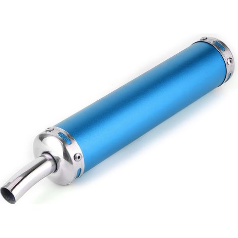 Pot d'échappement silencieux en acier inoxydable 20mm/0.8in pour moto 2 temps, pièce modifiée, bleu (1/5)