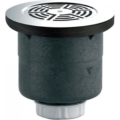 Valentin – Bonde de douche verticale Ø90 mm – Garde d'eau 50 mm – Débit 45 l/mn – Grille marguerite inox Ø115 mm – Sortie verticale à visser