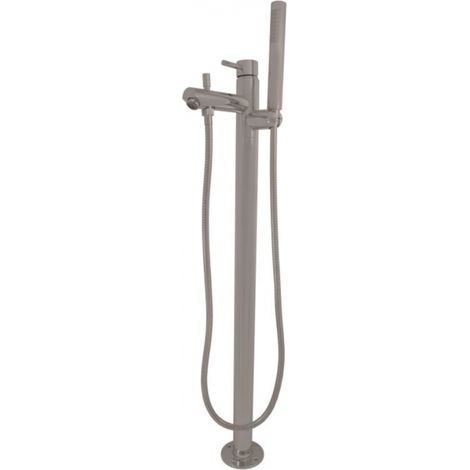 Mitigeur baignoire sur pied SEINA en laiton gris métal poli H. 93,2 cm (1/4)