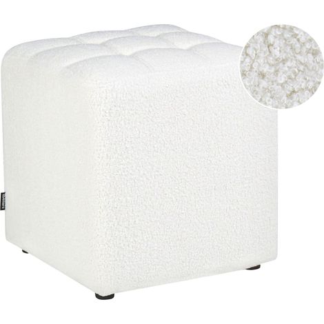 Poggiapiedi Bianco Soggiorno Moderno Cubo Boucle Ottoman Kansas