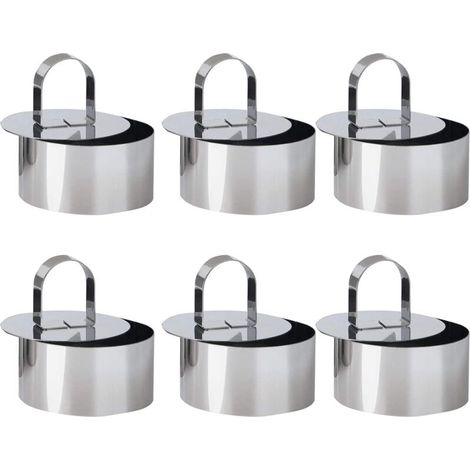 Anelli per torte in acciaio inox, anelli per dessert, confezione da 6 anelli rotondi per alimenti con cursore, diametro 8 cm, anello per torte ispessito - Crezuo (1/4)