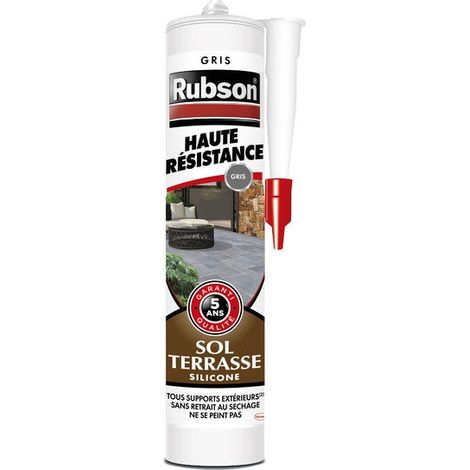 Rubson – Mastic d'étanchéité pour sol terrasse – Silicone neutre 280 ml – Haute résistance pour béton et carrelage – Aspect mat gris