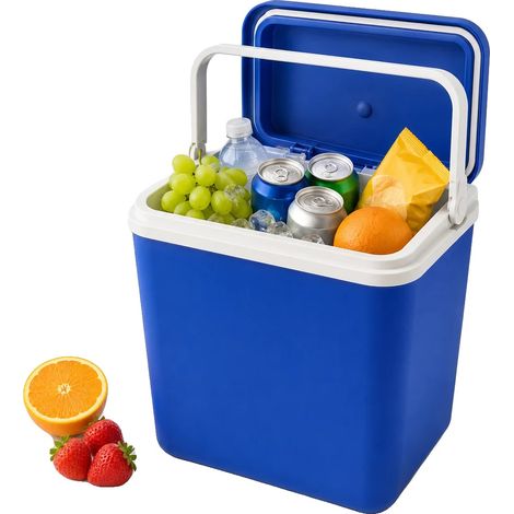 Nevera portátil, capacidad de 12 litros, diseño resistente, color azul. (1/2)