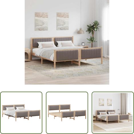 Plattformbett - Bettgestell Braun und Taupe 180 x 200 cm Massivholz Kiefer (1/5)