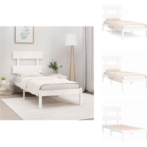 Massivholzbett Weiß 90x200 cm - Holzbett - Massivholzbette - Kiefernbett - Weißes Bett - Doppelbett (1/5)