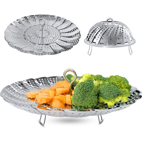Panier Vapeur - Acier Inoxydable 18/10 - Pliable Extensible 15,5 à 26,7 cm - Pour Casseroles de 15,5 à 26,7 cm - 1 Pièce (1/5)