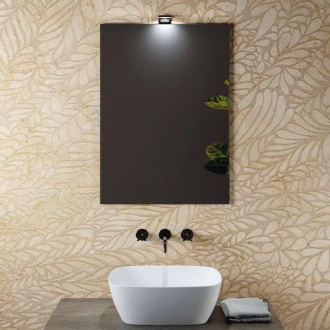 Specchio da bagno a parete con applique a luce naturale cm 70x50 Mobo