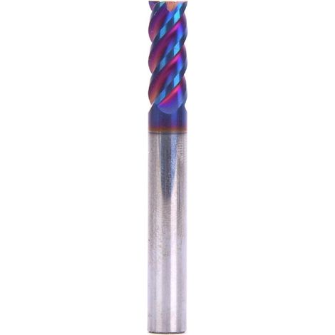 Fraise plate carbure tungstène revêtement nano bleu 4 dents HRC65° 5x15x6Dx50L outil de fraisage acier (1/5)