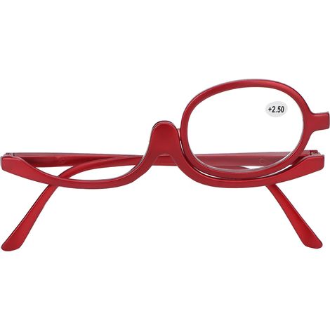 Loupe de maquillage grossissante, verre rotatif, lunettes de beauté femme rouges (+2.50) (1/5)