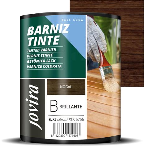 JOVIRA PINTURAS Vernice colorata a base d'acqua, finitura lucida. Speciale per la colorazione e la verniciatura del legno. (750 Millilitri, Noce). E-06 (1/4)