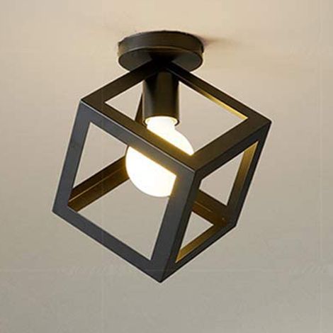 STOEX Lampada da Soffitto Industriale in Metallo Quadrato Plafoniera Retrò Nero Ferro per Corridoio, Ingresso, Passaggio, Portico, Camera da Letto (1/5)