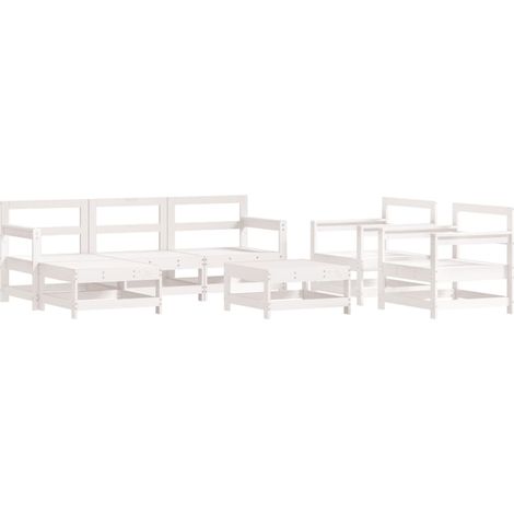 Maison Exclusive - Set Salotto da Giardino 7 pz Bianco in Legno Massello di Pino