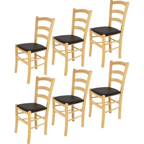 Tommychairs 6 Sillas Venice en haya color natural, asiento polipiel moka (1/5)