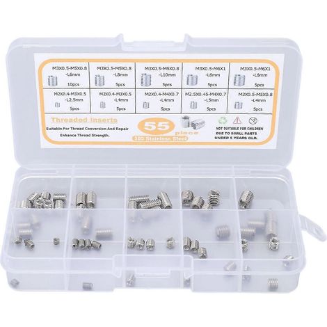 55-teiliges Sortiment an Gewindemuttern M2, M2,5 und M3 aus Edelstahl für Reparaturen