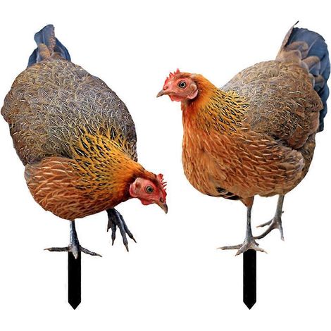 Lot de 2 piquets décoratifs en acrylique représentant des poussins de jardin.-25.00X14.60X0.30CM