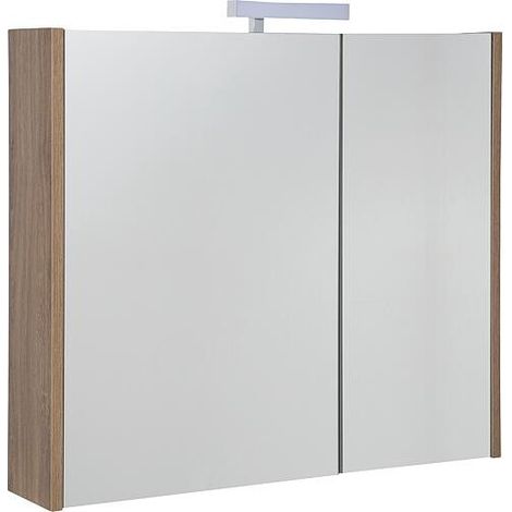 Armoire à glace Akira avec éclairage LED, 2 portes, Chêne Nabucco 800x700x155mm (1/5)