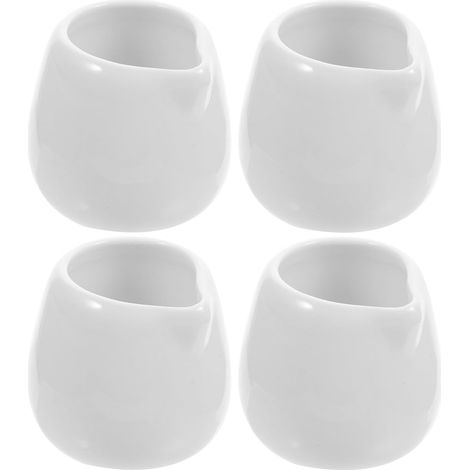 4 Pièces Mini Pichet à Lait Céramique avec Bec Verseur, Saucière Blanche pour Crème, Sauce, Condiments – Petits Pots à Sauce et Mousse de Lait (1/5)