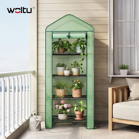WOLTU Invernadero de Jardín con Ruedas y Puerta con Cremallera Enrollable 70x50x163cm, Verde