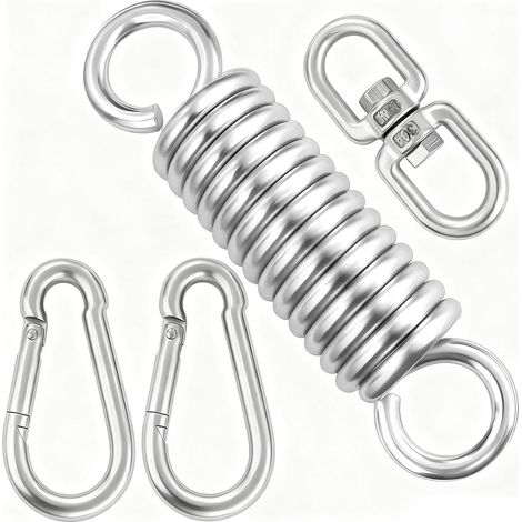 Hook Spring Hammock Kits, Steel Spring, Support 250 kg With 2 M8 Carabiners, 1 Rotating Ring, Hanging Chair, Boxing Bag, Porch, Veranda, Garden (1/5)