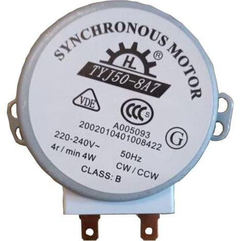 Moteur micro synchrone AC 220-240 V 4 W 6 tr/min 48 mm de diamètre pour souffleur d'air chaud 50/60 Hz CW/CCW TYJ50-8A7 Moteur de plateau de four à micro-ondes