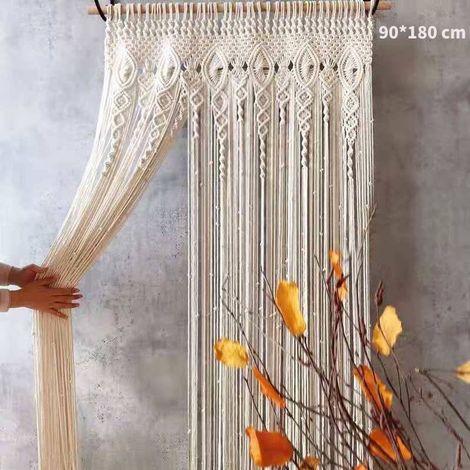Macramé, Tenture Türvorhang Rideau de Porte, Fenêtre, Rideau en toile de Fond de Mariage Tapisserie Tapisserie 90x180cm (1/5)