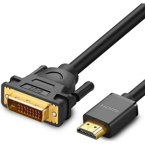 Adaptateur de câble Ugreen DVI 24+1 broches (mâle) - HDMI (mâle) FHD 60 Hz 1,5 m noir (HD106 11150) (1/5)