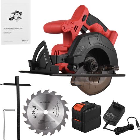Scie circulaire sans fil 20 V avec 18 dents, lame de 140 mm (5-3/8 po), vitesse variable de 3 800 tr/min, batterie au lithium 2,0 Ah et chargeur inclus, profondeur de coupe maximale de 41 mm (90°) et  (1/5)