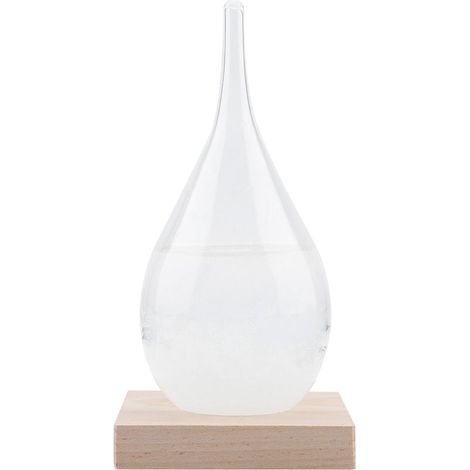 Station météo de bureau Storm Glass Drop avec base en bois et LED (M) (1/5)