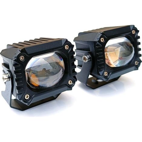 2pcs 2,8 pouces cube LED projecteur, double couleur 4 mode blanc/ambre hors route lumières de conduite projecteur lampes de brouillard 8D LED lumière de travail 12V 24V (1/5)