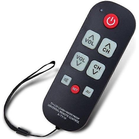 Télécommande A-TV10 pour seniors : télécommande universelle, simple et étanche avec voyant LED, compatible avec tous les modèles de téléviseurs. (1/5)