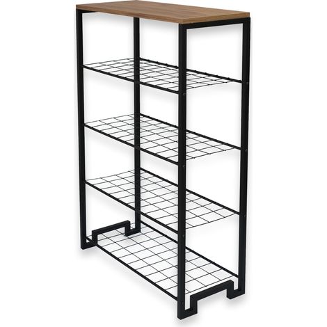Schuhregal Enomondo, Schuhschrank 5 Ebenen, 4 Fächer, Bodenmontage, 30x109x72h cm Schwarz