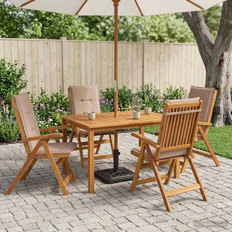 vidaXL Juego de comedor de jardín de 5 piezas Natural (1/5)