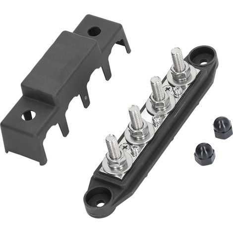 Bloc de distribution électrique 4 voies avec couvercle, barrette marine 3/8in pour camping-cars bateaux remorques 12-48V noir (1/5)