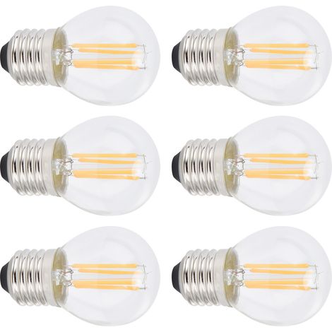 Lot de 6 ampoules LED G45 E27 4W transparentes filament dimmables lumière chaude 110V pour éclairage maison (1/5)