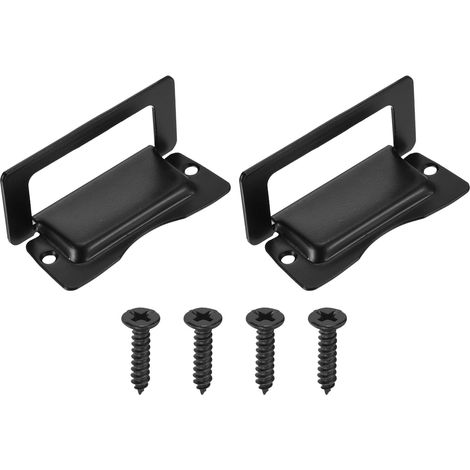 Poignée de porte encastrée, 2 poignées à anneau invisibles avec vis pour armoire, boîte à outils, conteneur, meuble de maison, poignée de tirage automatique, noir (1/5)