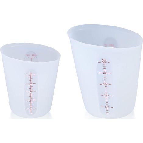 (2 Stück) Silikon-Messbecher, 250/500 ml Mischbecher mit Skala, Messbecher, Messkrüge für Formen, Bastelarbeiten, DIY-Projekte (1/5)