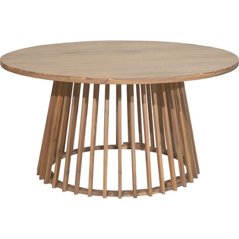 Table à manger de jardin 6 personnes ronde en bois d'acacia ø 150 cm - Bois clair - Boro
