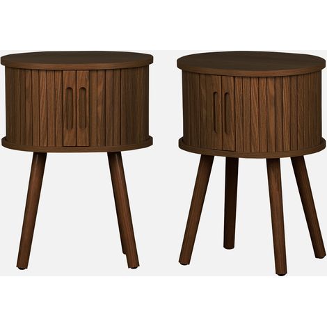 Set 2 comodini scandinavi decorazione legno 2 ante scorrevoli