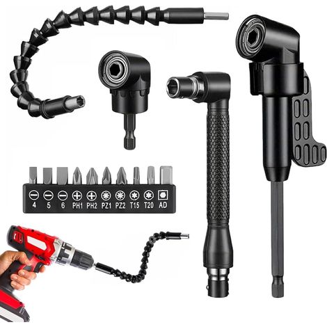 14 Pcs 105° Angle Screwdriver Bits for Cordless Screwdriver with 1/4" Hex Shank, Flexible Bit Holder, Angle Drill Bit for Builders, Garage (1/5)