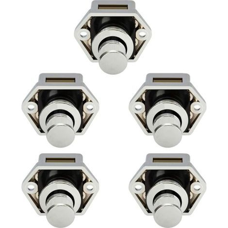 5 pièces Mini bouton poussoir tiroir armoire porte loquet caravane camping-car bateau Chrome bouton (1/4)