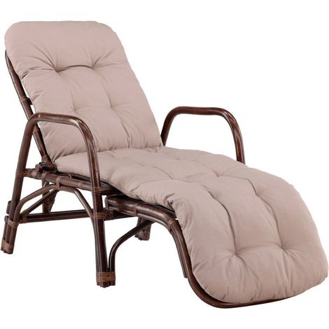 Chaise Longue en Rotin "Nella" 177cm Noyer (1/5)