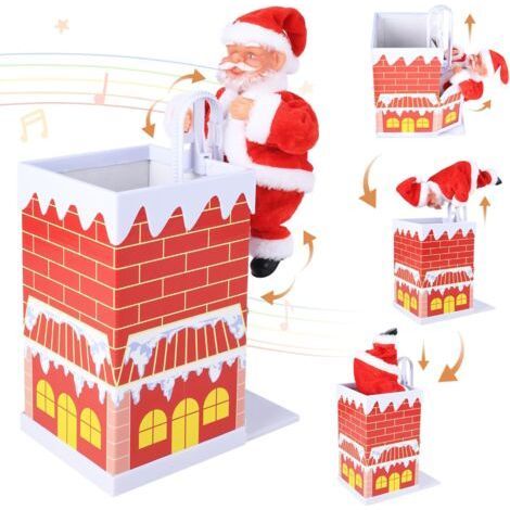 Ulisem Electric Fireplace Climbing Santa Music Toys, Desktop Ornament Novelty Climbing Santa Toy Moves Up and Down, Animated Christmas Decoration (1/4)