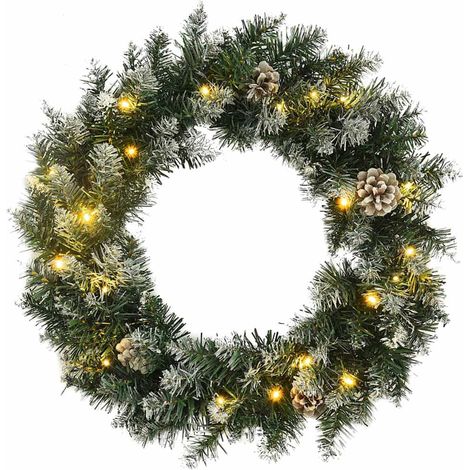 345172 vidaXL Christmas Wreath with LED Lights Green 60 cm PVC (1/5)