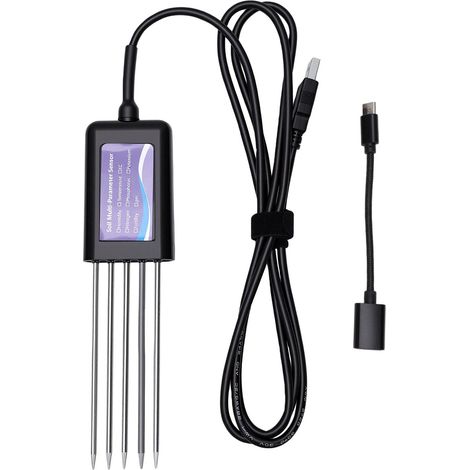 Testeur de sol 8 en 1 NPK PH EC, compteur de température, capteur de haute précision pour jardin, pelouse, ferme, fertilité, langues de support (1/5)