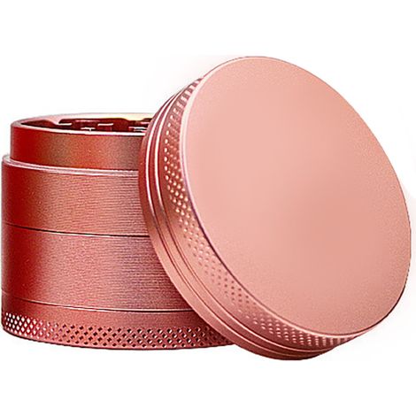 Broyeur à herbes et épices rose, 50 mm, 4 couches, en alliage de zinc, prise en main ferme et efficace. (1/5)