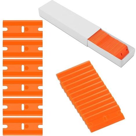 100 pièces Lame Grattoir de Rechange, Grattoir Vitre, Grattoir Vitrocéramique, Racloir, Racloir Vitrocéramique, Plastique Lames Rechange Pour Grattoir, 40 19mm (1/5)
