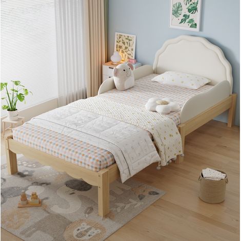 letto struttura 90x200 con sponde beige naturale OKMYHOME (1/5)