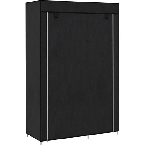 Fabric Wardrobe, Portable Wardrobe with 6 Shelves, 1 Hanging Rail, Foldable Closets, 103 x 43 x 162.5 cm, Black (1/5)