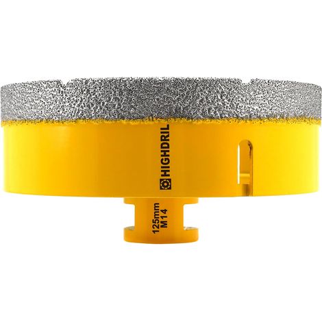 Foret diamanté, 125 mm avec filetage M14, perçage à sec pour porcelaine, carrelage, céramique, granit, marbre, pierre, maçonnerie, brique (1/5)