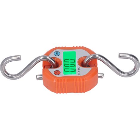 Balance suspendue avec affichage numérique LCD, capacité de pesage jusqu'à 150 kg, pour entrepôt et bagages, couleur orange. (1/5)